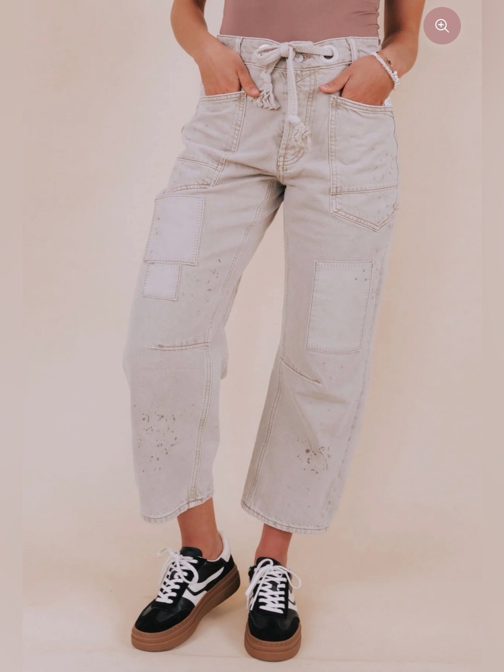 NWT FREE PEOPLE WE THE FREE Moxie Low Slung Barrel Jeans Jetty Splatter‎ 29 - Picture 16 of 16